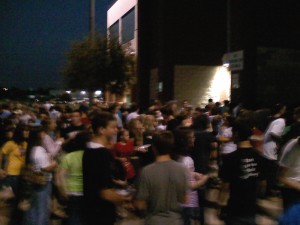 Crowd entering the stadium
